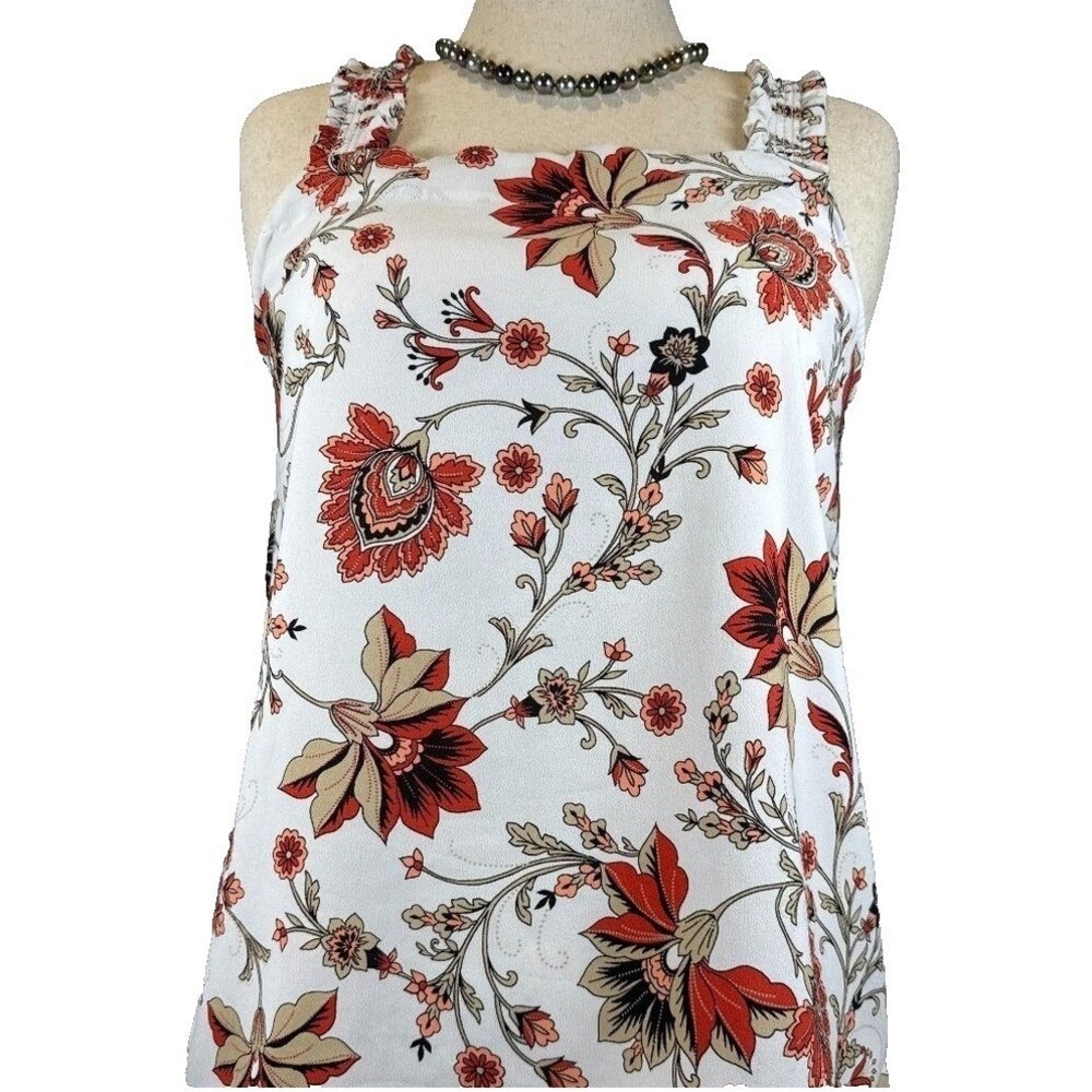 LOFT Floral Cami women's size M Ruffle Straps Feminine Cottagecore Dainty